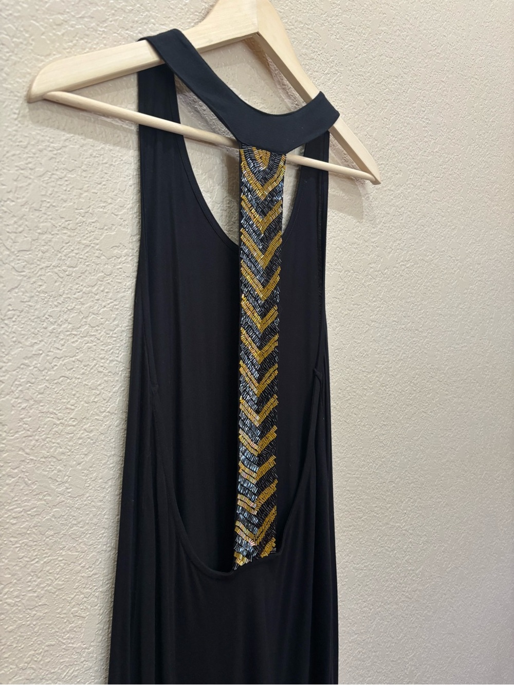 Sleeveless Black Maxi Dress with Beaded Back Detail - Picture 8 of 11